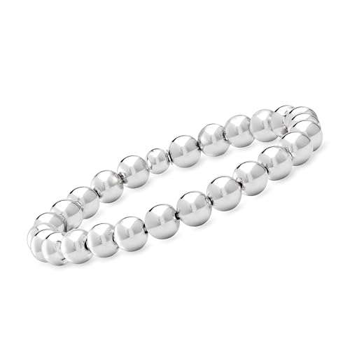 Ross-Simons Italian 8mm Sterling Silver Bead Stretch Bracelet
