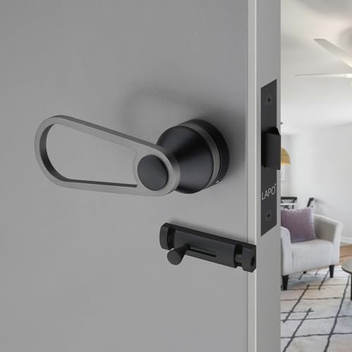 Image of LAPO Heavy Duty Brass Bathroom Door Lock | Stylish Black Finish Handleset with Baby Latch for Balcony, Storeroom & Office Doors | Durable & Secure | 3 Years Warranty Ro-152