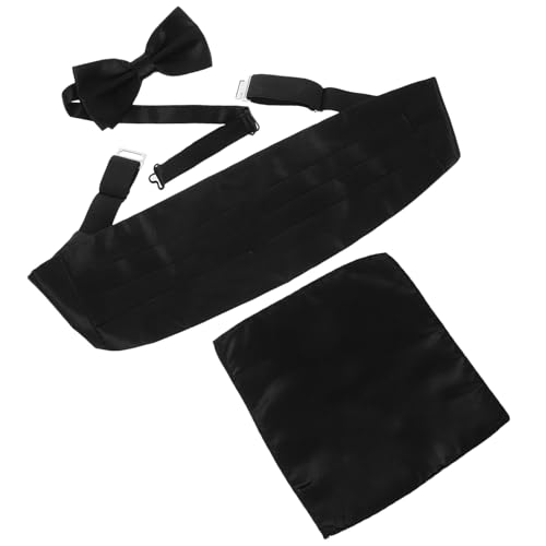 Set de fajín y corbata de moño para hombre negro
