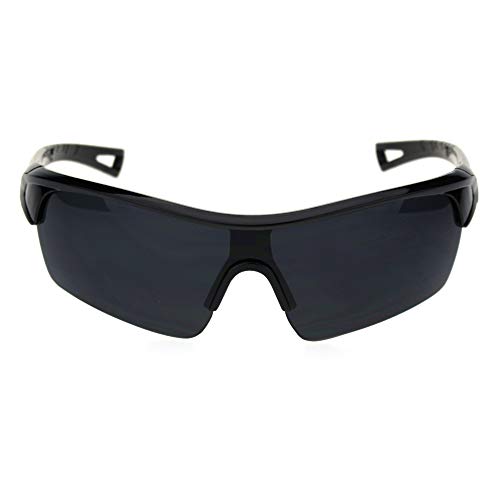 All Black Mens Sport Half Rim Plastic Sunglasses2