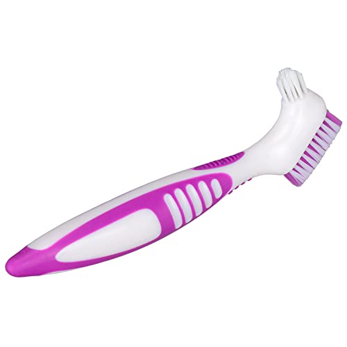 Escova de Limpeza de Dentes Falsos, Escova de Dentadura Inofensiva Dupla Face Portátil para Limpeza