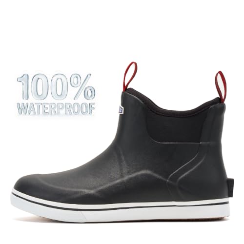 Image of SUREWAY Men's Deck Boots Professional Non-Slip Fishing & Ankle Boating Boot Waterproof Rain Boots, Lightweight Neoprene Rubber Deck Boots