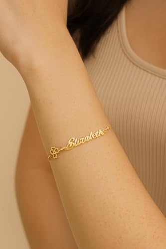 Custom Birth Flower Name Bracelet, Personalized Birth Month Flower Name Bracelet, Mothers Day Birthday Gifts for Her, Mom, Grandma, Friend, Sister, Dainty Floral Link Bracelet2