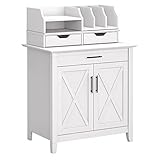 Bush Furniture Key West Secretary Desk with Storage and Desktop Organizers, 30W, Pure White Oak