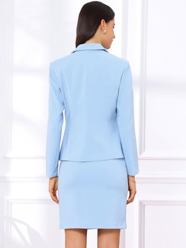 Image of Allegra K Women 2 Piece Skirt Set Suit Business Blazer and Pencil Skirt Office Work Interview Church Outfits