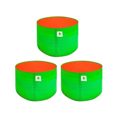 Image of Sow and Grow HDPE UV Protected 270 GSM Round Grow Bags for Terrace and Backyard Gardening Planters for Vegetable, Flower, Herbs and Fruits Green Color, Reusable Plant Bags (12x12 INCH, 3)