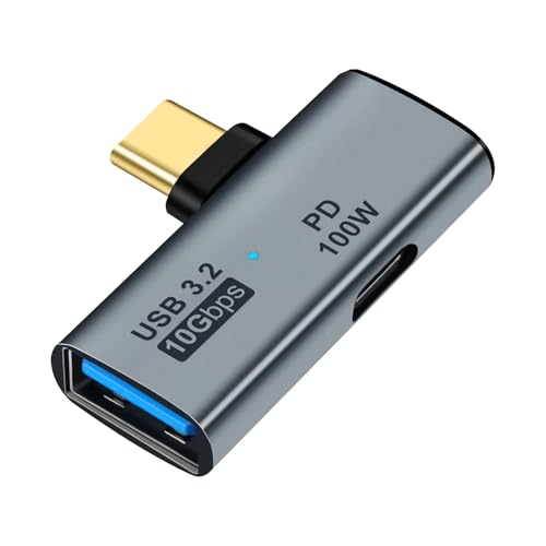 Adaptador USB C 1 en 2 PD Carga OTG PD 100 W con Adaptador Tipo C Macho a USB A 3.2 Hembra OTG Convertidor para Transferencia de Datos 10Gbps y Carga Simultánea para Teléfonos, Tablets, Consolas y Más