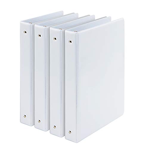 COMIX A2130 Basics Durable View Binder 3 Ring Binder 200-Sheet Capacity 4-Pack (White)