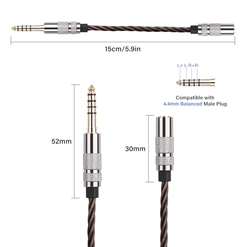 Cable adaptador de audio 4.4mm a 3.5mm SinLoon 15cm miniatura 2