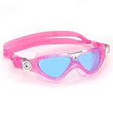 Aqua Sphere Schwimmbrille Vista Kinder Taucherbrille Blaue Gläser, Rosa/Weiß, One Size