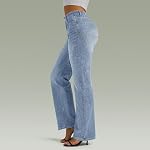 Jeans Damen Jeans High Waist Damen Wide Leg Hose Women Elegant Elegante Mit Taschen – Bild 5
