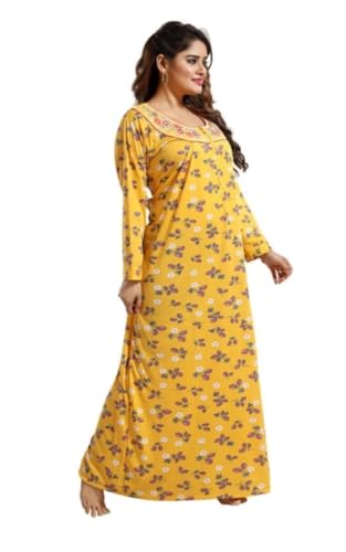Image of Onekbhalo Women's Cotton Floral Kaftan Nighty Maxi Gown (OK Free Size)