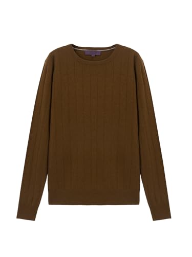 Crew Neck 100% Merino Wool Sweater for Men Pullover Ribbed Casual Fitted Long Sleeve Knit Tops - Main Image