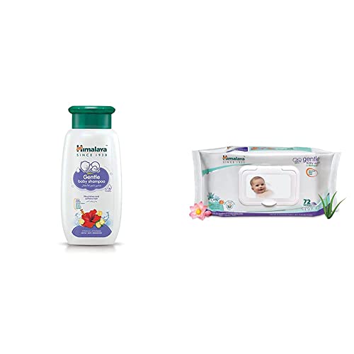 Image of Himalaya Gentle Baby Shampoo (200ml) & Himalaya Gentle Baby Wipes, 72 Wipes,White
