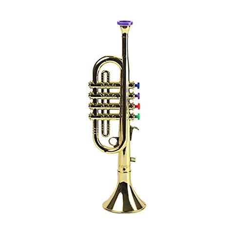 NINGWANG Kids Plastic Trumpet 3 Colored Keys Early Developmental Music Education Toy, Gold (304987) Cover