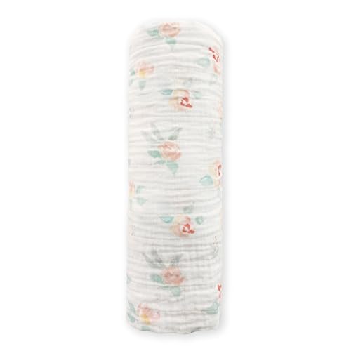 Image of SwaddleDesigns Cotton Muslin Swaddle Blanket, Receiving Blanket for Baby Boys & Girls, Best Registry Gift, 46x46 inches, Watercolor Peachy Pink Floral