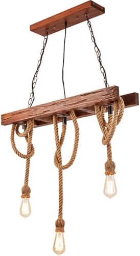 Lustre salon moderne en corde de chanvre et suspensions industrielles loft