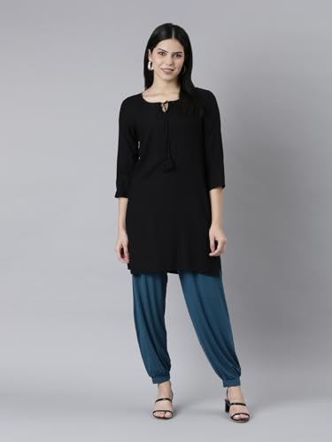 Image of GO COLORS Women Mid Rise Viscose Harem Pants | Wrinkle Free, Relaxed Fit, Free Size