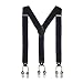 Men’s Y Shape 6 Strong Clips Adjustable Elastic Suspenders-Heavy Duty Leather Braces（Black）