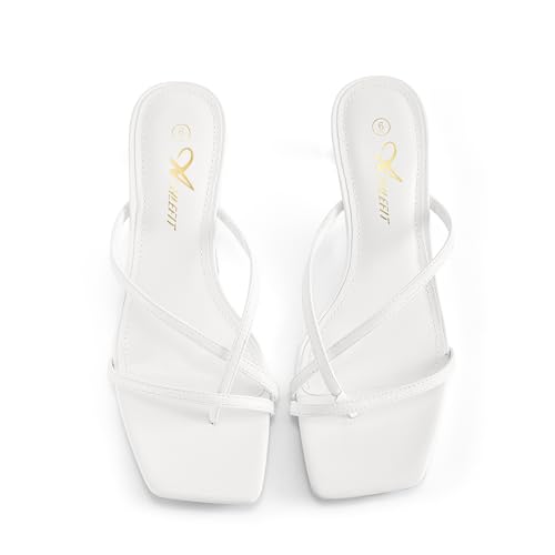 Image of Athlefit Women's Strappy Kitten Heels Flip Flops Square Open Toe Low Heels Fashion Party Dress Thong Heeled Sandals