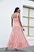kinstell Women's Summer Boho Spaghetti Strap Square Neck Ruffle Casual Flowy Long Dress Beach Swing Party Maxi Dress Light Pink