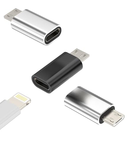 Adaptateur Lightning vers Micro USB(Lot de 3) iPhone Prise Cable Chargeur Convertisseur Apple Jack Femelle Android Mâle Charger Câble Mini Adapter Compatible pour...