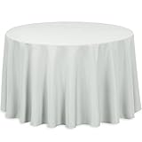 LinenTablecloth 108-Inch Round Polyester Tablecloth Silver