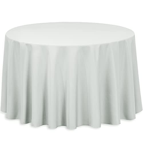LinenTablecloth 108-Inch Round Polyester Tablecloth Silver