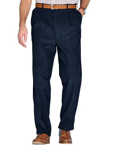 Chums Men's HIGH-Rise Pants Luxury Cotton Corduroy Trousers Navy