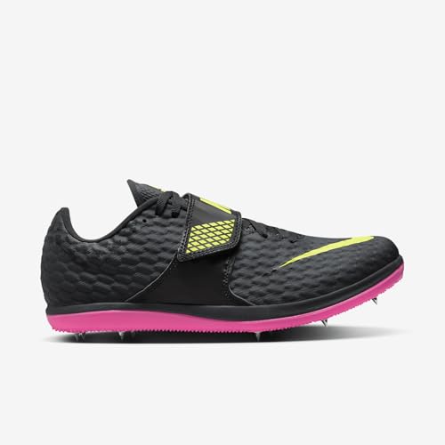 Nike High Jump Elite Track & Field Jumping Spikes (806561-003, Anthracite/Black/Light Lemon Twist/Fierce Pink) Size 8.53
