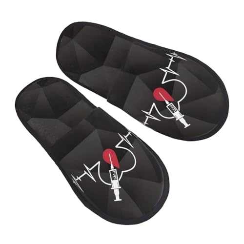 WKDJEIFUI Heartbeat Phlebotomist Plush Slippers