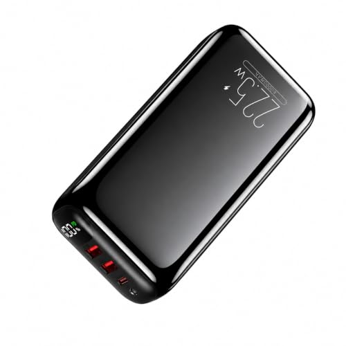 モバイルバッテリー 大容量 60000mAh 【パワフル急速充電・22.5W/PD20W対応・3台同時充電】 急速充電 バッテリー 携帯充電器 Type-C入出力 LCD残量数字表示 スマホ充電器 コンパクト 持ち運び便利 LEDライト付き PSE認証済 iPhone/iPad/Android各種スマホ対応 旅行/出張/アウトドア/停電/防災緊急用（ミラーブラッ