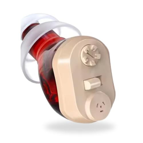Image of Balson AG-7950 Mini Invisible Rechargeable Digital CIC Hearing Amplifier Ear Aid Receiver Rechargeable Hearing Aids For Seniors (Red, For Right Ear, With Dry Kit)