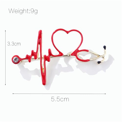 Image of coadipress Stethoscope Brooch Pins for Nurses Doctors Personality Enamel Nurse Medicine Stethoscope Heartbeat Brooches Backpack Clothing Fashion Accessories Jewelry