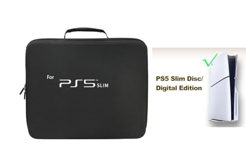 Image of New World Storage Bag for PS5 Slim , Carrying Case for PS5 Slim Console, Hard Shell Protective Case Travel Bag for PlayStation 5 Slim Console Disc /Digital Edition - Black