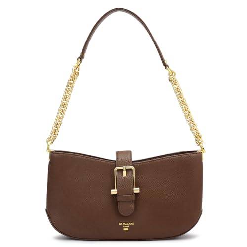 Image of Da Milano Small Leather Shoulder Bag - Brown (01502OL)
