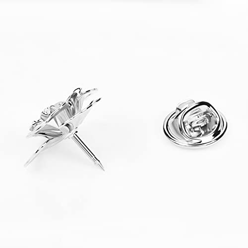 Image of Crystal Alloy Rose Flower Lapel Pins Button Pin Groom Boutonniere for Wedding Floral Brooch Pin Set for Women Men