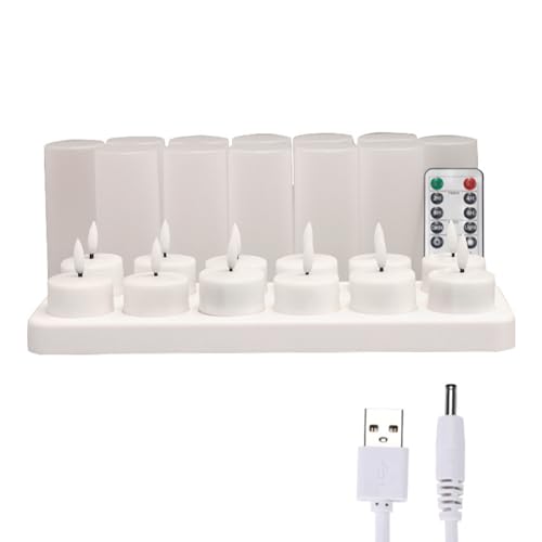 Candele con Timer e Base di Ricarica 12 A LED con Batteria Ricaricabile USB