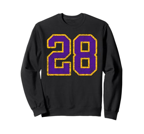 Purple Gold Number 28 Jersey Player Uniform #28 Grunge Sweatshirt