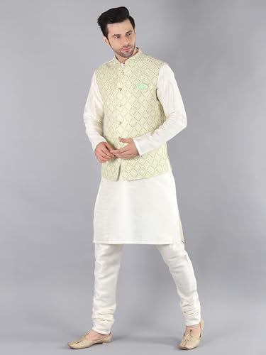 Image of Uri and MacKenzie Men's Silk Blend Kurta Pajama with Designer Ethnic Nehru Jacket /Modi Jacket