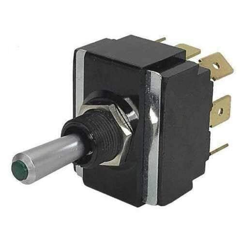 LT-2561-603-012 Replacement for Carling On-Off-On Green Lit Tip Double Pole Toggle Switch 12 Volt 15Amp