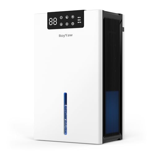 RoyYaw Luftentfeuchter, 2700ml Luftentfeuchter Elektrisch, 28dB Leiser Raumentfeuchter für Wohnung, Dehumidifier Mit Luftfilter, Automatischer Abschaltung Schlafmodus, 7 Farbige Nachtlicht, White