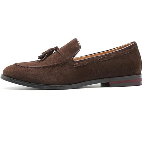 Men's British Style Suede Dress Loafers Slip On Tassels Casual Soft Penny Loafers Driving Shoes Classic Moccasins2