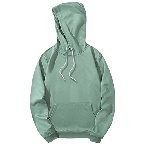 Maiyifu-GJ Men's Lightweight Casual Athletic Hoodies Long Sleeve Drawstring Hooded Pullover Hoodie Sweatshirts With Pockets (Light Green,Small)