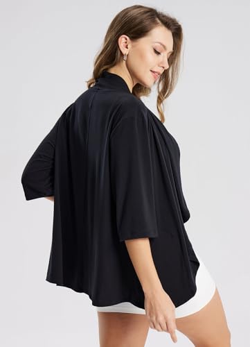 Baleaf Women'S Lightweight Cardigans Open Front 3/4 Sleeve Soft Long Cardigan Breathable Thin For Summer And Fall Kimono Dressy Black M thumb #4