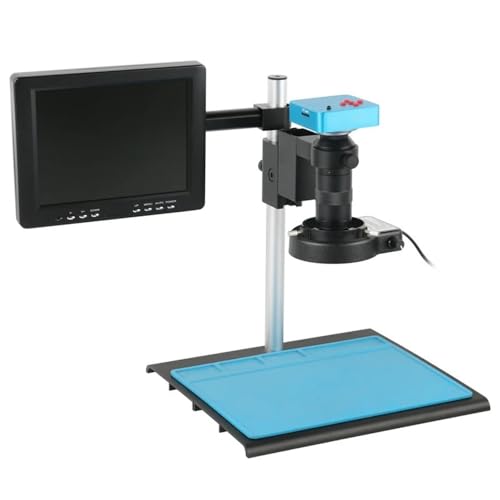 顕微鏡キット 1080P VGA HDMI IMX307 産業用ラボビデオ顕微鏡カメラ + 100X C マウントレンズ + 56 LED リングライト + スタンド + 8 インチ LCD 顕微鏡レンズアダプター(38MP HDMI USB)