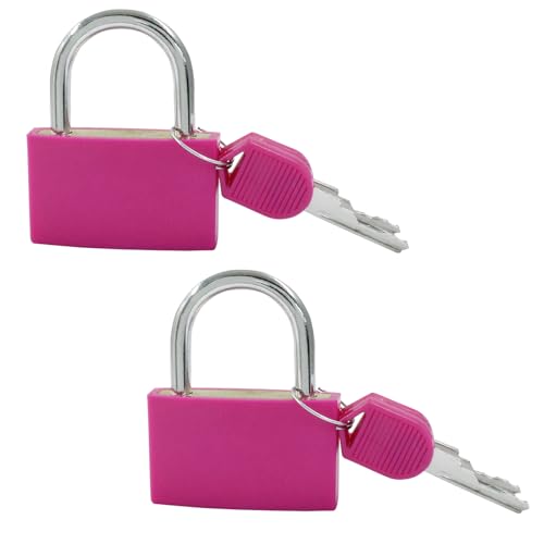 Cionyce 42mm Pink Key Lock Set, Heavy Duty Lock with Key Colored Waterproof Padlocks Keyed Alike Gym Locker for Indoor and Outdoors