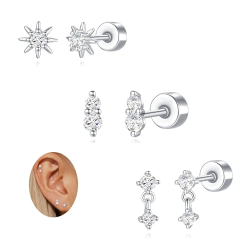 Bijoux de piercing hélix Angelady anti-douleur à dos plat en argent sterling pour femme