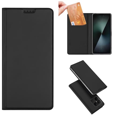 Wallet étui Xperia 1 VIII en cuir noir élégant style folio haut de gamme