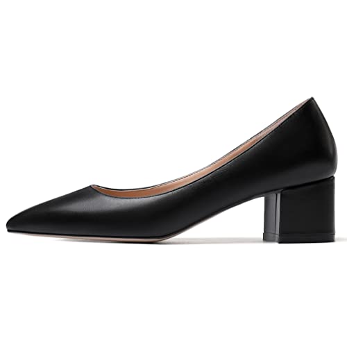 WAYDERNS Women's Matte Slip On Pointed Toe Chunky Low Block Heel Pumps Shoes 2 Inch2
